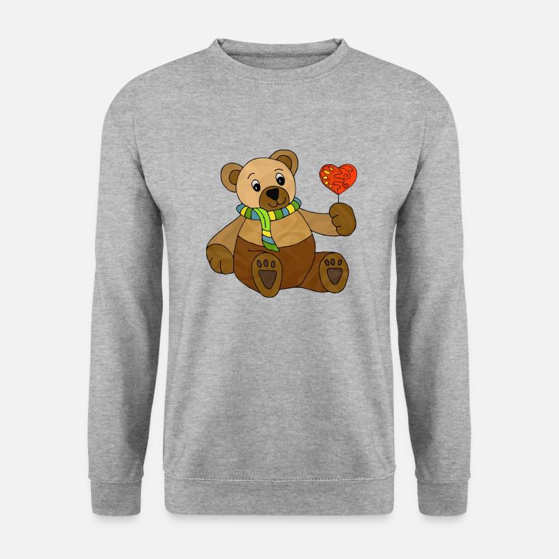 Teddybär - Unisex Pullover - Weißgrau meliert