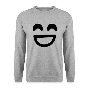 Lächeln Gesicht Vektor - Unisex Pullover - Weißgrau meliert - Vorne - Alina (178cm) & Michal (187cm)