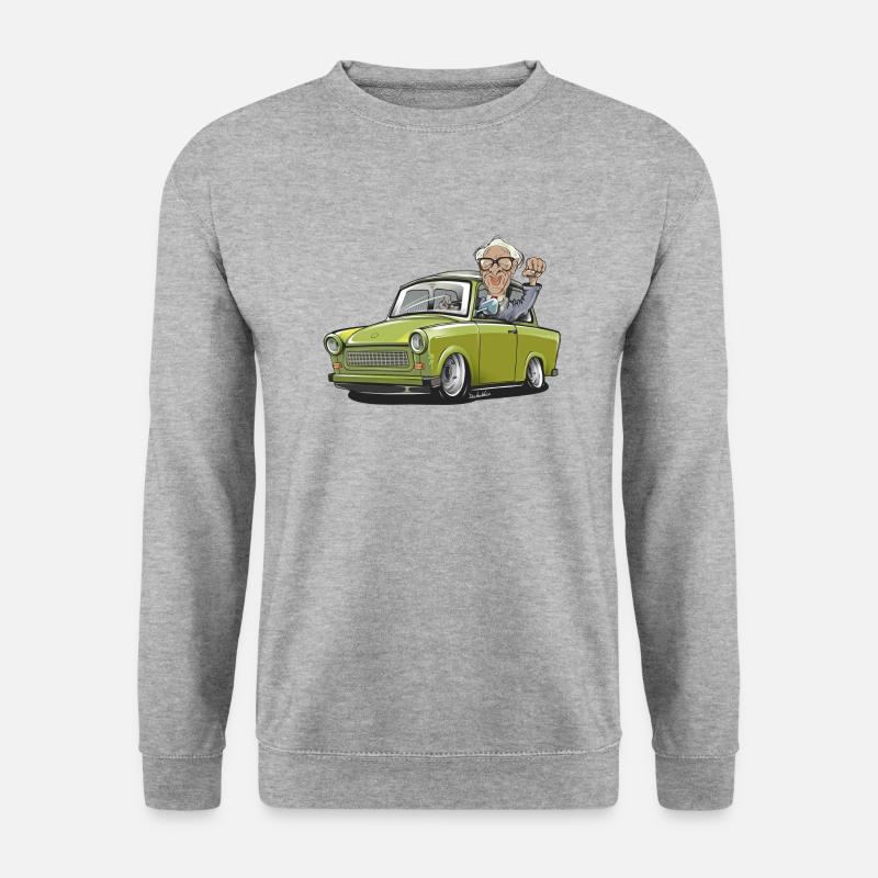 Trabant 601 mit Erich - Unisex Pullover - Weißgrau meliert