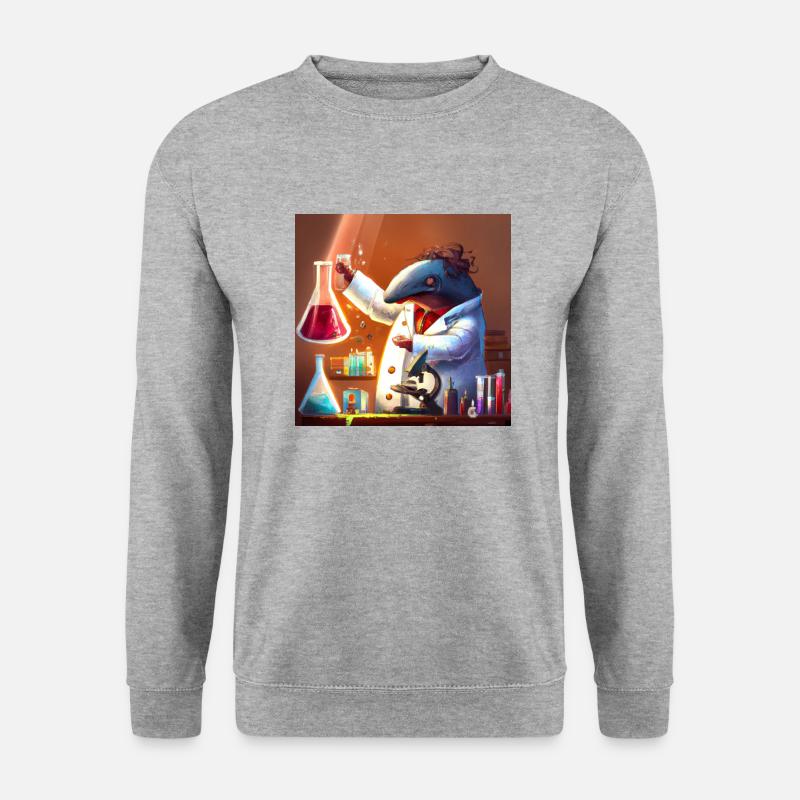 Mad dolphin scientist experimenting - Unisex Sweatshirt - salt & pepper