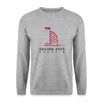 Sailing Croatia 2023 - Unisex Pullover - Weißgrau meliert - Vorne - Alina (178cm) & Michal (187cm)