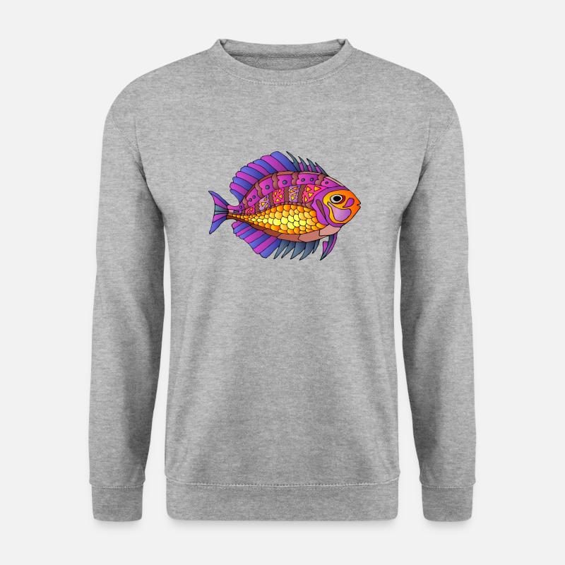 Bunte Fische - Unisex Pullover - Weißgrau meliert