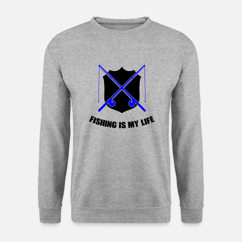 Fishing Wappen - Unisex Pullover - Weißgrau meliert