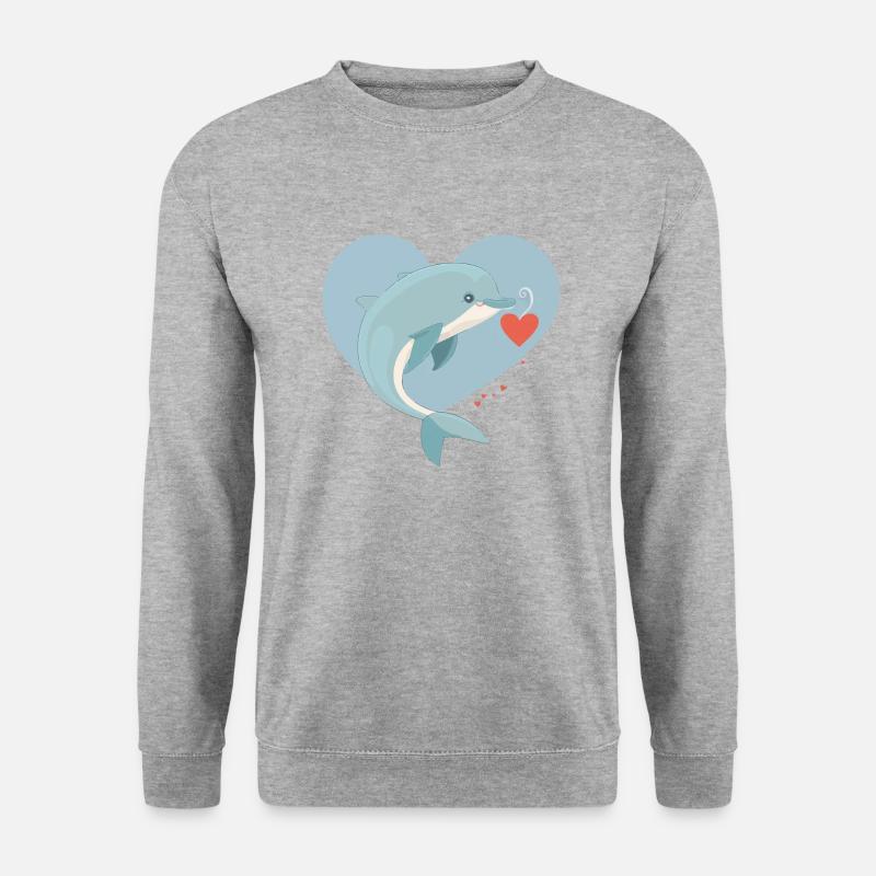 süßer Delfin - Unisex Pullover - Weißgrau meliert