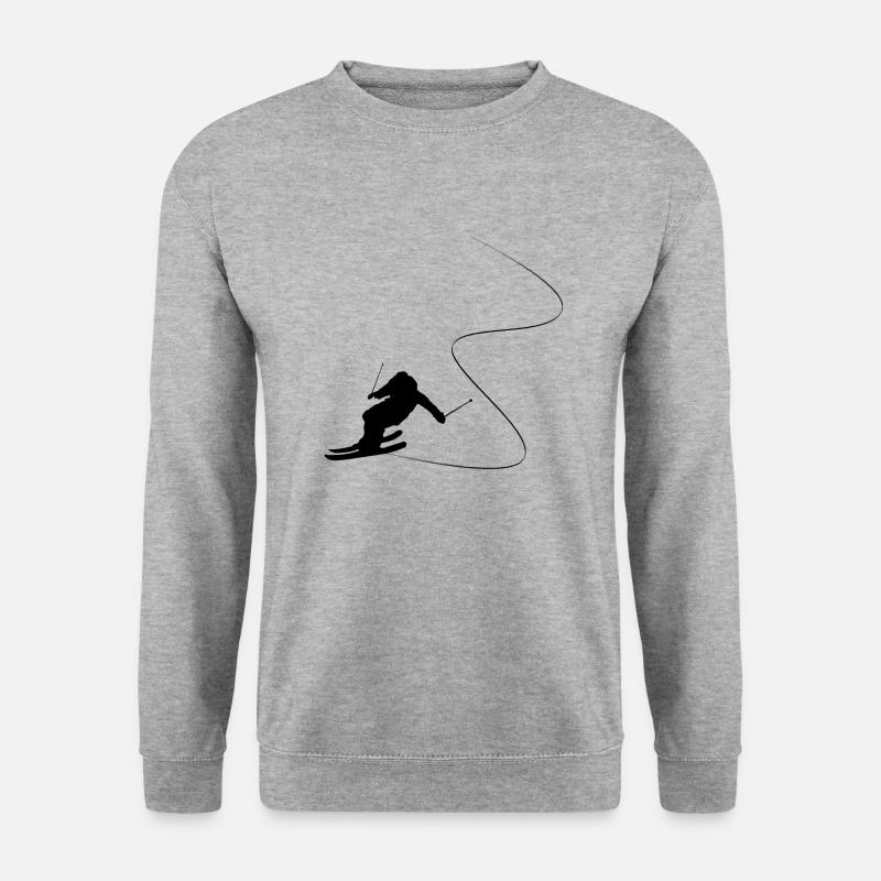 Ski Ski Berge Skigebiet Ski Abfahrt Geschenk - Unisex Pullover - Weißgrau meliert