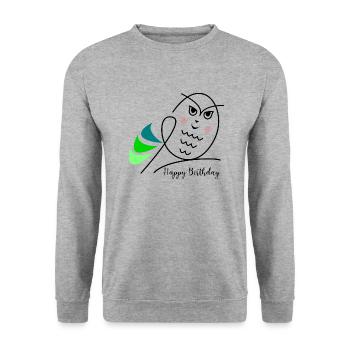 JAHRESTAG. ALLES GUTE ZUM GEBURTSTAG!. ALLES GUTE ZUM GEBURTSTAG!. - Unisex Pullover - Weißgrau meliert - Vorne - Alina (178cm) & Michal (187cm)
