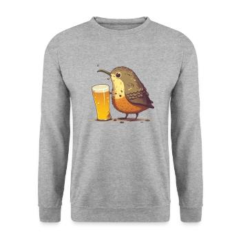 sweet bird with beer - Unisex Sweatshirt - salt & pepper - Front - Alina (178cm) & Michal (187cm)