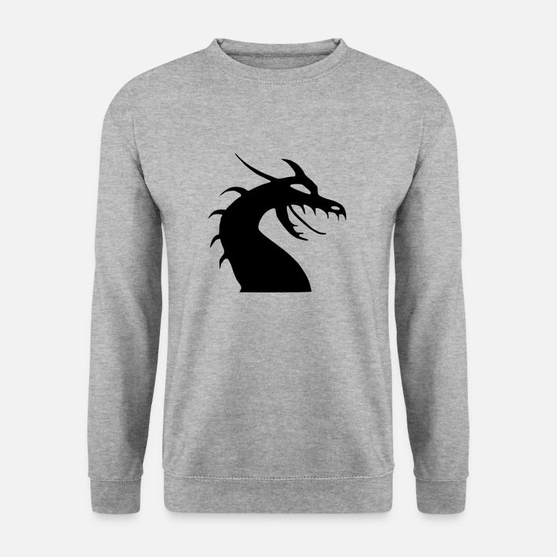 Drachenkopf Silhouette - Unisex Pullover - Weißgrau meliert