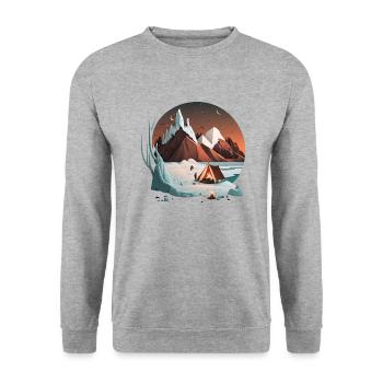 Camping dans les montagnes autour du feu de camp - Sweat-shirt Unisexe - gris chiné - Devant - Alina (178cm) & Michal (187cm)