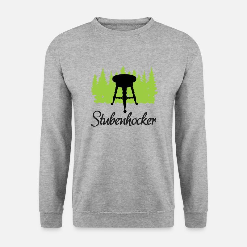 "Stubenhocker: Gemütliche Auszeit" - Unisex Pullover - Weißgrau meliert