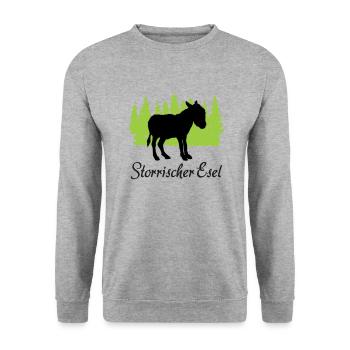 "Störrischer Esel: Charmante Sturheit" - Unisex Pullover - Weißgrau meliert - Vorne - Alina (178cm) & Michal (187cm)