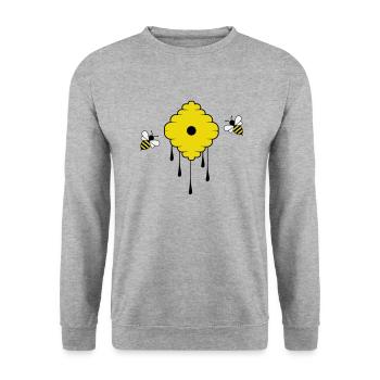 honey bees - Unisex Pullover - Weißgrau meliert - Vorne - Alina (178cm) & Michal (187cm)