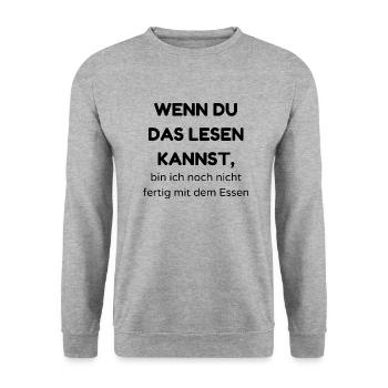 lesen kannst - Unisex Pullover - Weißgrau meliert - Vorne - Alina (178cm) & Michal (187cm)