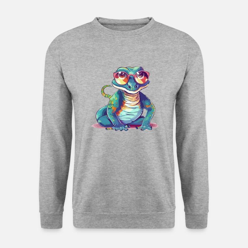 Ik die Brilleneidechse - Unisex Pullover - Weißgrau meliert