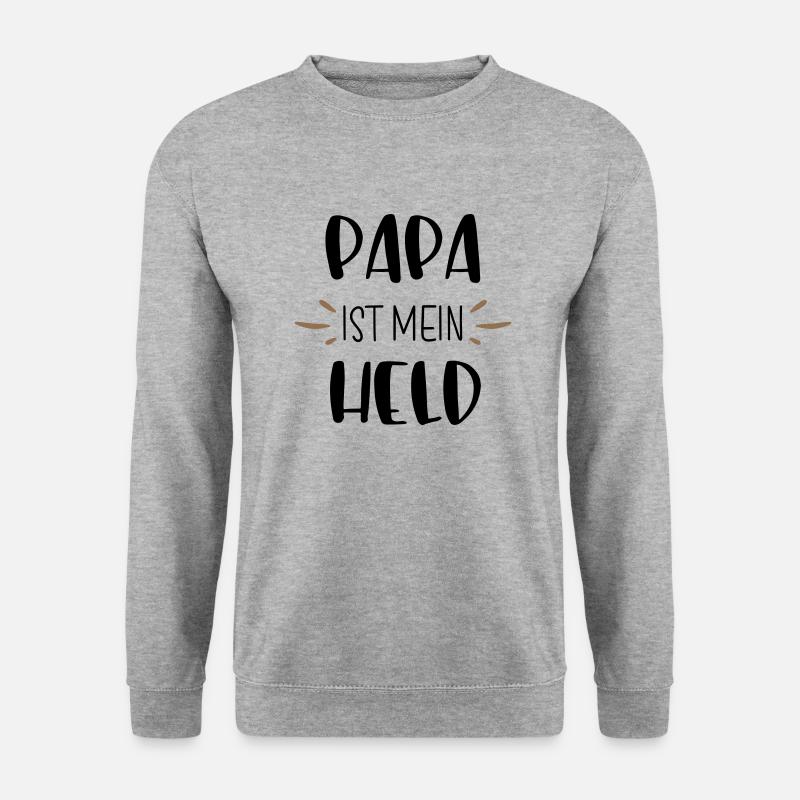 Papa ist mein Held - Unisex Pullover - Weißgrau meliert