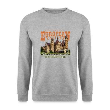 Schloss Moszna - Polen - Unisex Pullover - Weißgrau meliert - Vorne - Alina (178cm) & Michal (187cm)