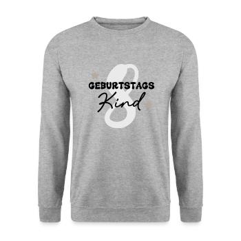 Geburtstagskind 8 Sterne - Unisex Pullover - Weißgrau meliert - Vorne - Alina (178cm) & Michal (187cm)