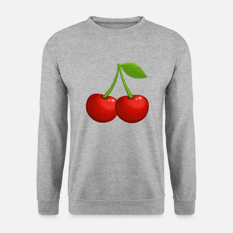 Zwei süsse rote Kirschen - Unisex Pullover - Weißgrau meliert