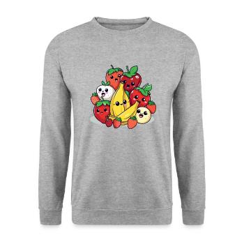 Les fruits kawaii n°2 - Sweat-shirt Unisexe - gris chiné - Devant - Alina (178cm) & Michal (187cm)
