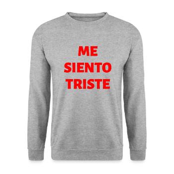 ich fühle mich traurig Spanisch Sprache - Unisex Pullover - Weißgrau meliert - Vorne - Alina (178cm) & Michal (187cm)