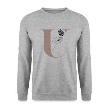 Letter U Magic Butterfly - Unisex Sweatshirt - salt & pepper - Front - Alina (178cm) & Michal (187cm)