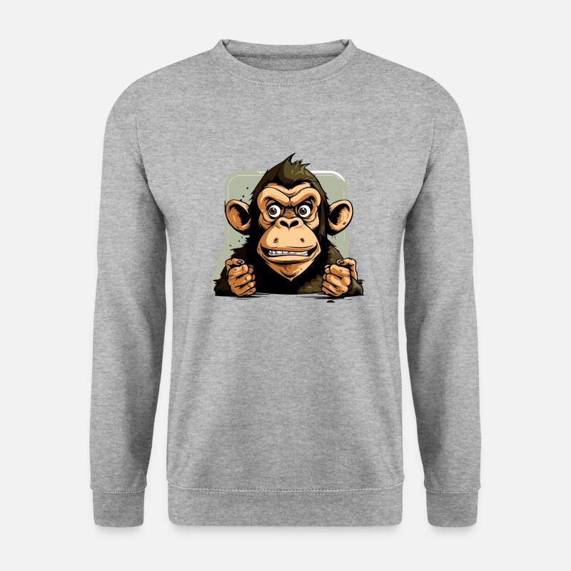 Basil der Schimpanse - Unisex Pullover - Weißgrau meliert