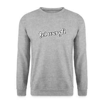 Fei wergli - fränkisch - Unisex Pullover - Weißgrau meliert - Vorne - Alina (178cm) & Michal (187cm)