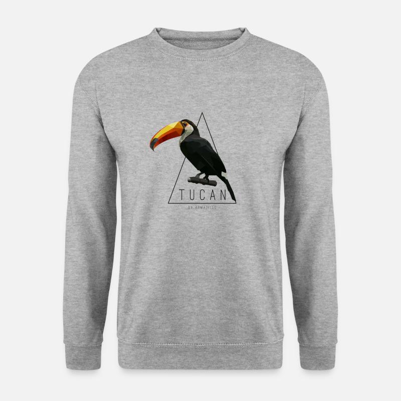 Tucan Low Poly by armadillo TShirt - Unisex Pullover - Weißgrau meliert