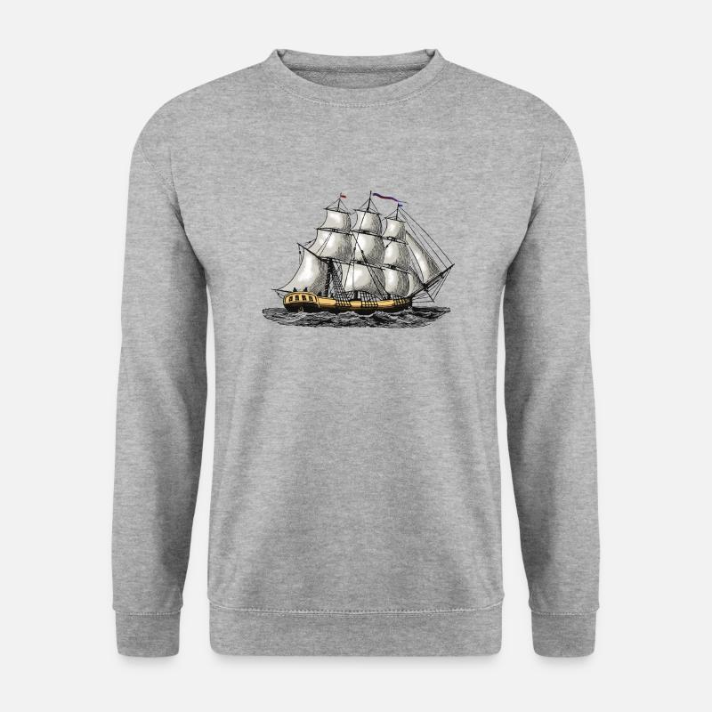 Segelschiff - Unisex Pullover - Weißgrau meliert