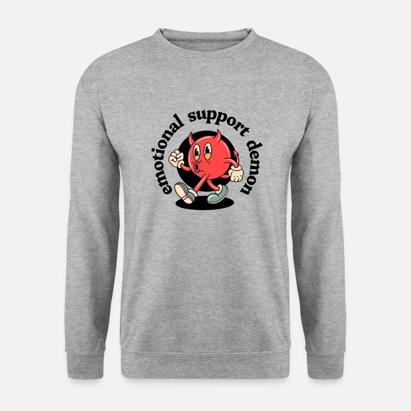 niedlicher und lustiger Dämon zur emotionalen Unterstützung - Unisex Pullover - Weißgrau meliert
