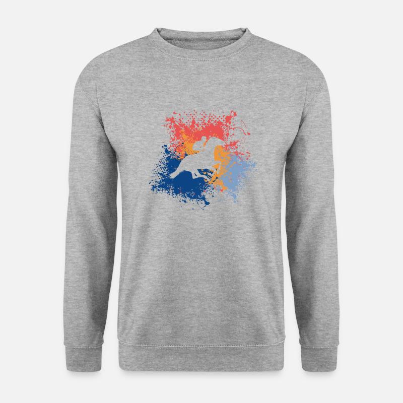 Reiter Reiten Pferd Retro - Unisex Pullover - Weißgrau meliert