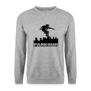 Parkour - Unisex Pullover - Weißgrau meliert - Vorne - Alina (178cm) & Michal (187cm)