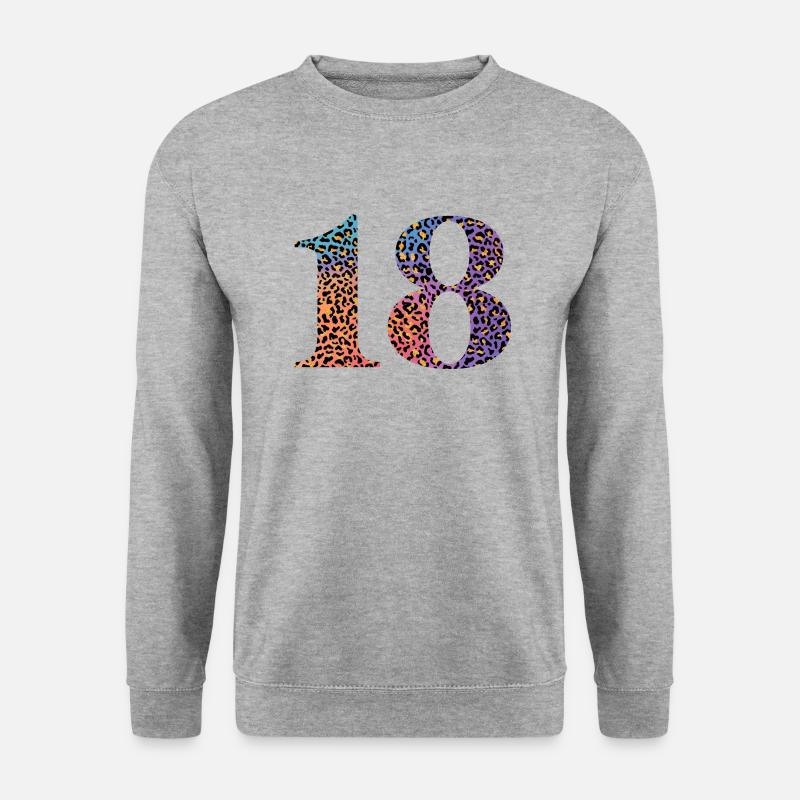18. Geburtstag Leopard - Unisex Pullover - Weißgrau meliert