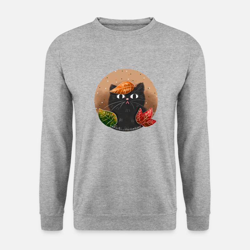 Katze im Herbst - Unisex Pullover - Weißgrau meliert