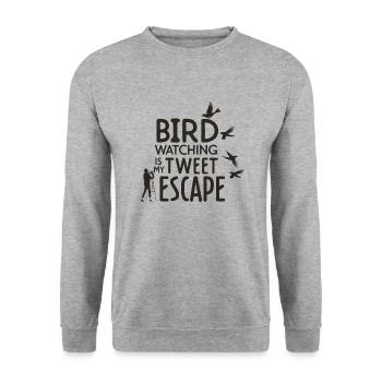 Slogan für Vogelbeobachter - Unisex Pullover - Weißgrau meliert - Vorne - Alina (178cm) & Michal (187cm)
