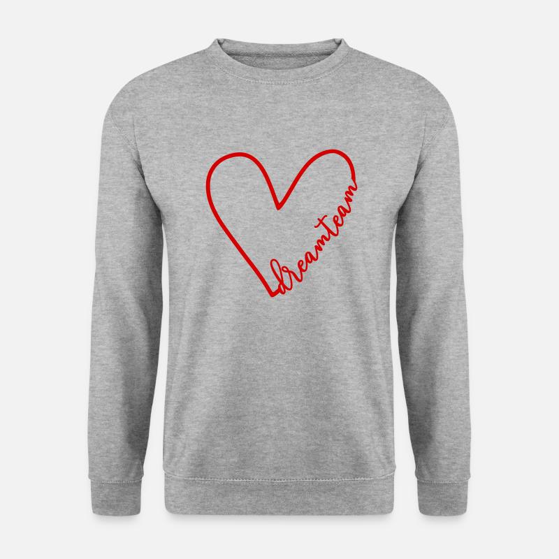 Herz Dreamteam - Unisex Pullover - Weißgrau meliert