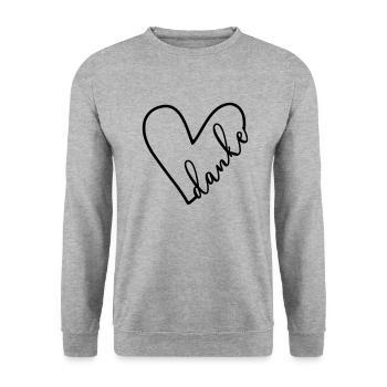 Herz Danke - Unisex Pullover - Weißgrau meliert - Vorne - Alina (178cm) & Michal (187cm)