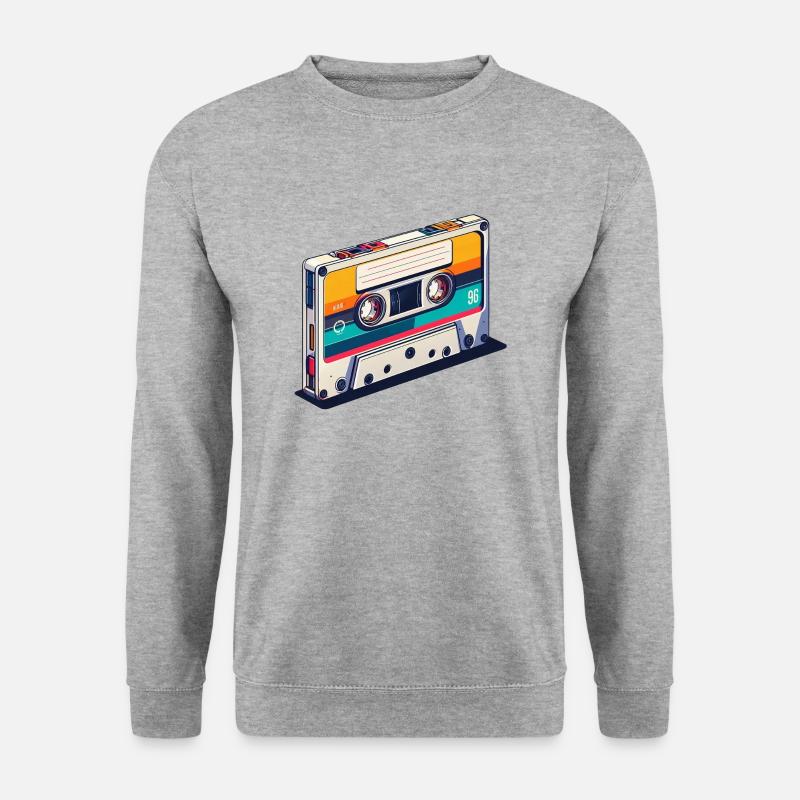 Retro-Musik auf Kassette - Unisex Pullover - Weißgrau meliert