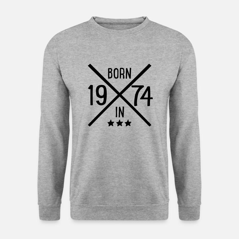 Born in 1974 - Unisex Pullover - Weißgrau meliert