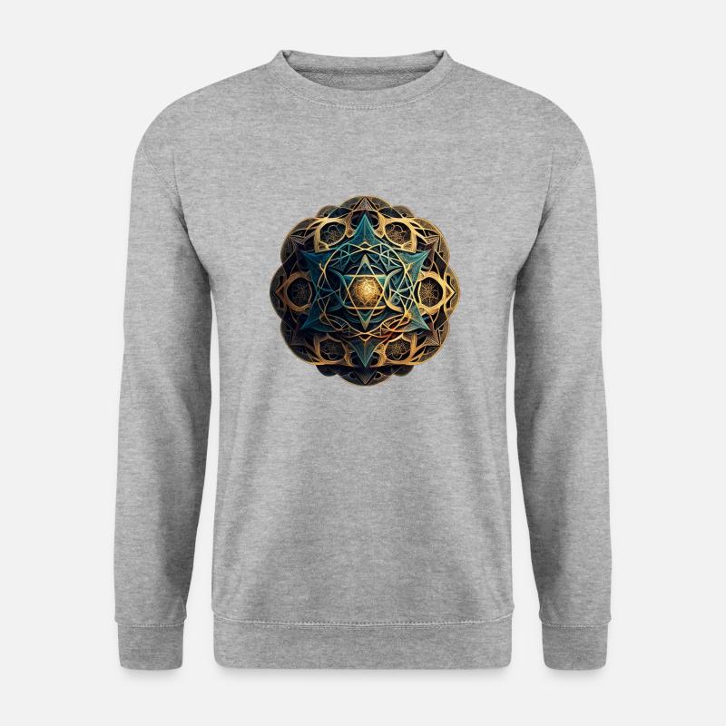 Strahlenmandala - Unisex Pullover - Weißgrau meliert