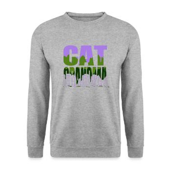 Anniversaire Persian Business Cat T-shirts - Sweat-shirt Unisexe - gris chiné - Devant - Alina (178cm) & Michal (187cm)