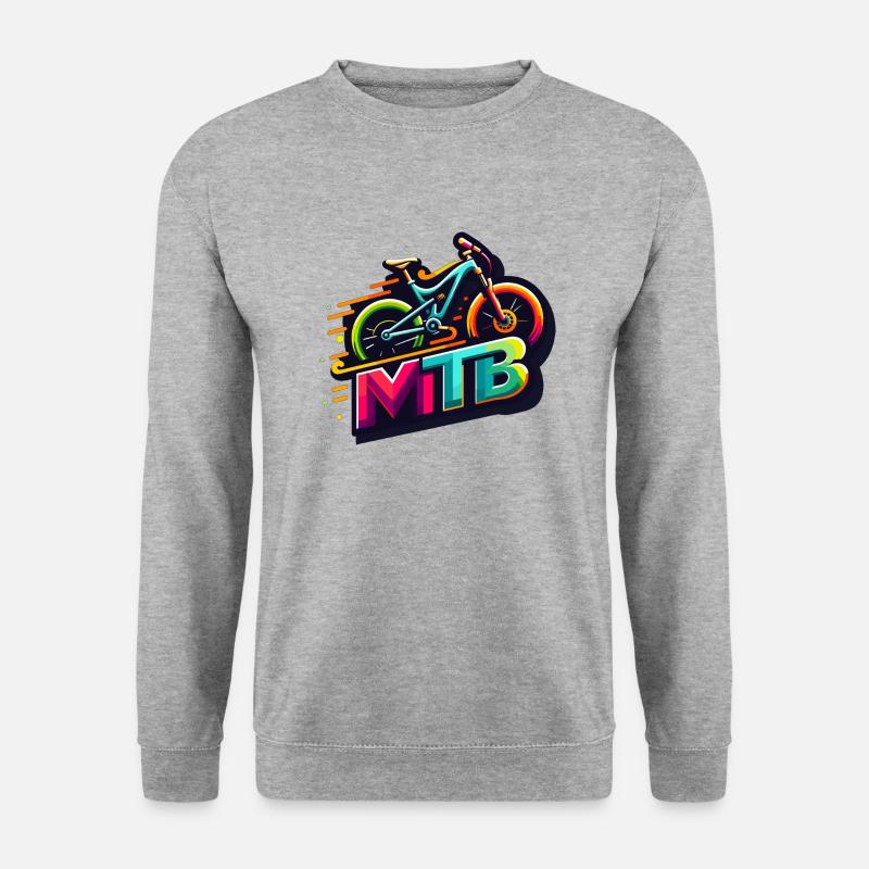 Mountainbike design MTB - dynamisch und bunt - Unisex Pullover - Weißgrau meliert