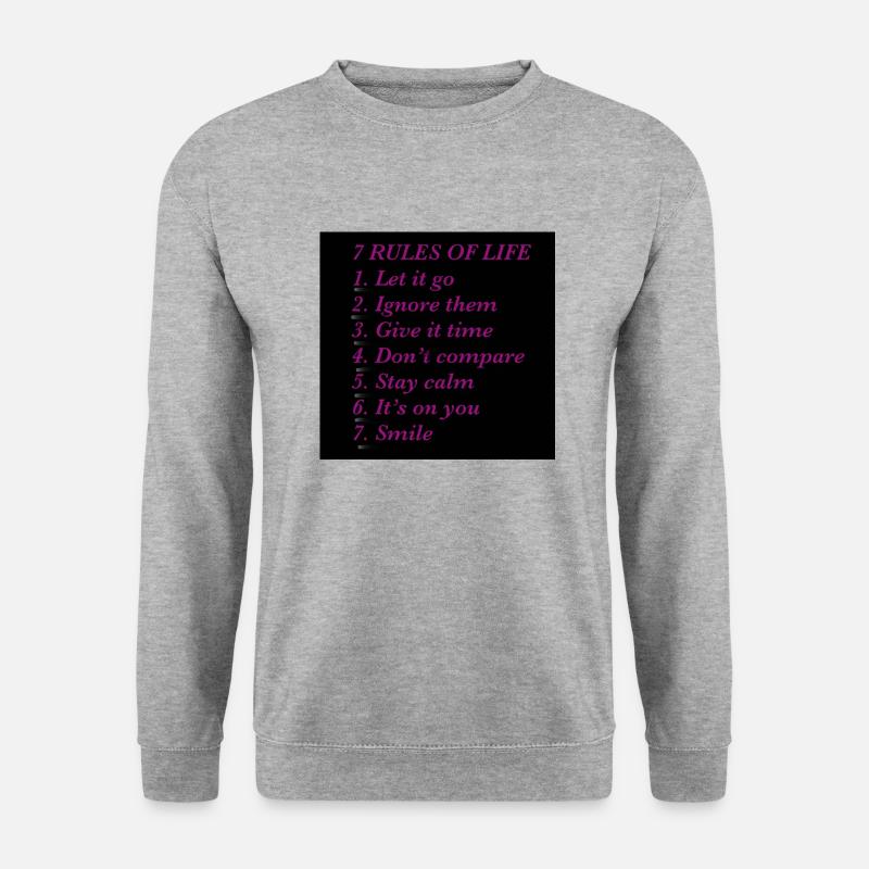 Lebensregeln 2 - Unisex Pullover - Weißgrau meliert