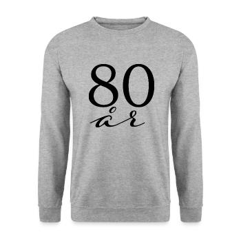 80 Jahre - Unisex Pullover - Weißgrau meliert - Vorne - Alina (178cm) & Michal (187cm)