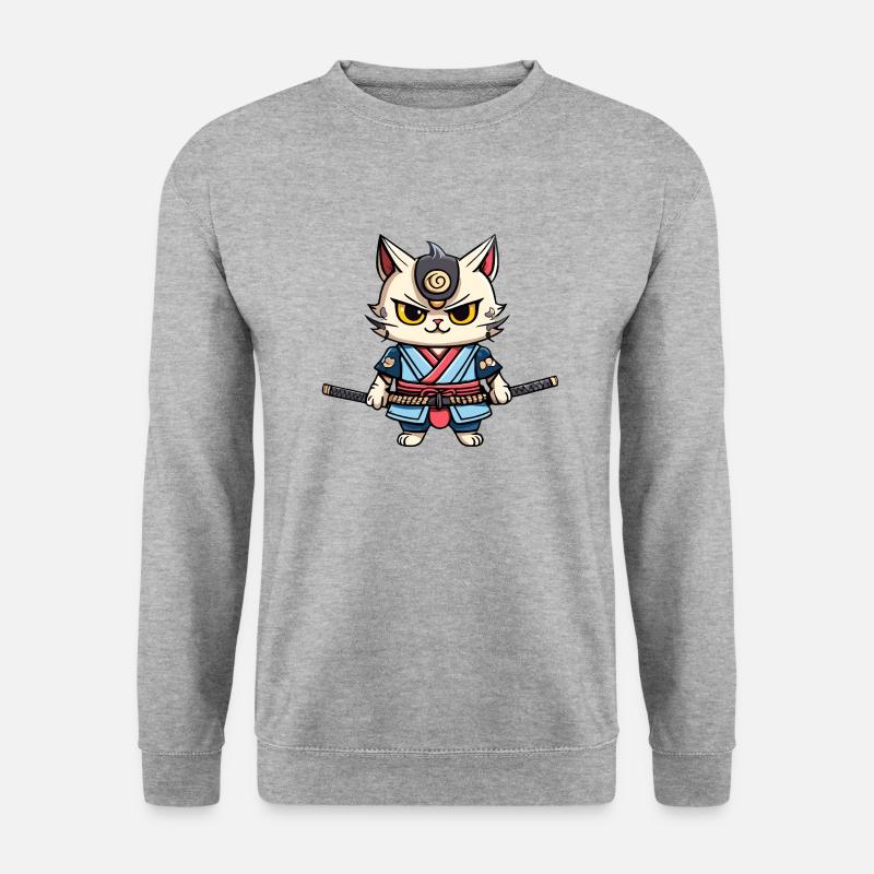Samurai Cat #38 - Unisex Sweatshirt - salt & pepper