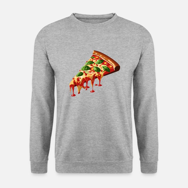 Pizzastück 3D - Unisex Pullover - Weißgrau meliert