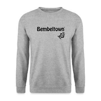 Bembel Design #FrankfurterOriginal #069 - Unisex Pullover - Weißgrau meliert - Vorne - Alina (178cm) & Michal (187cm)
