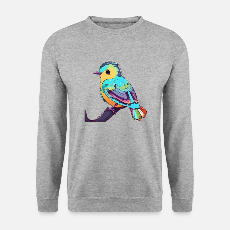 Bunter Piepmatz - Unisex Pullover - Weißgrau meliert