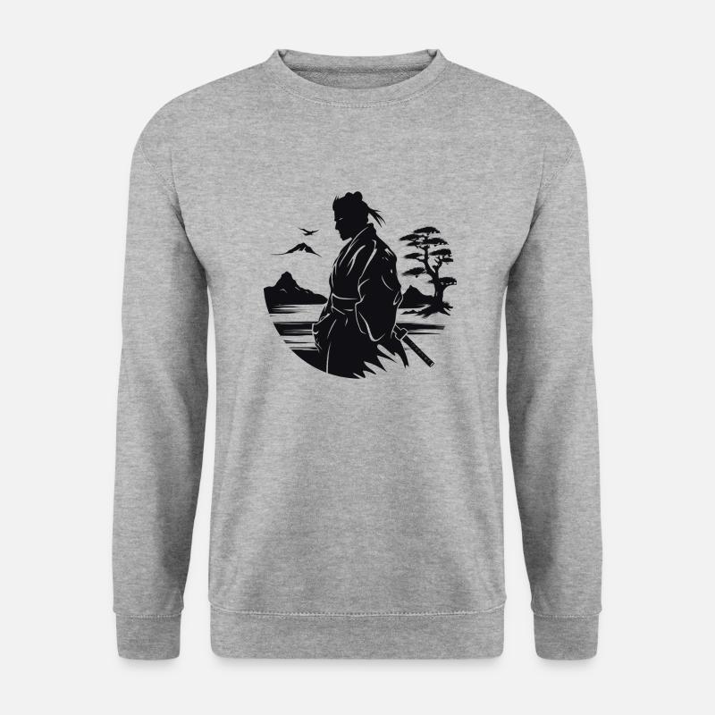 Zen-Samurai - Unisex Pullover - Weißgrau meliert