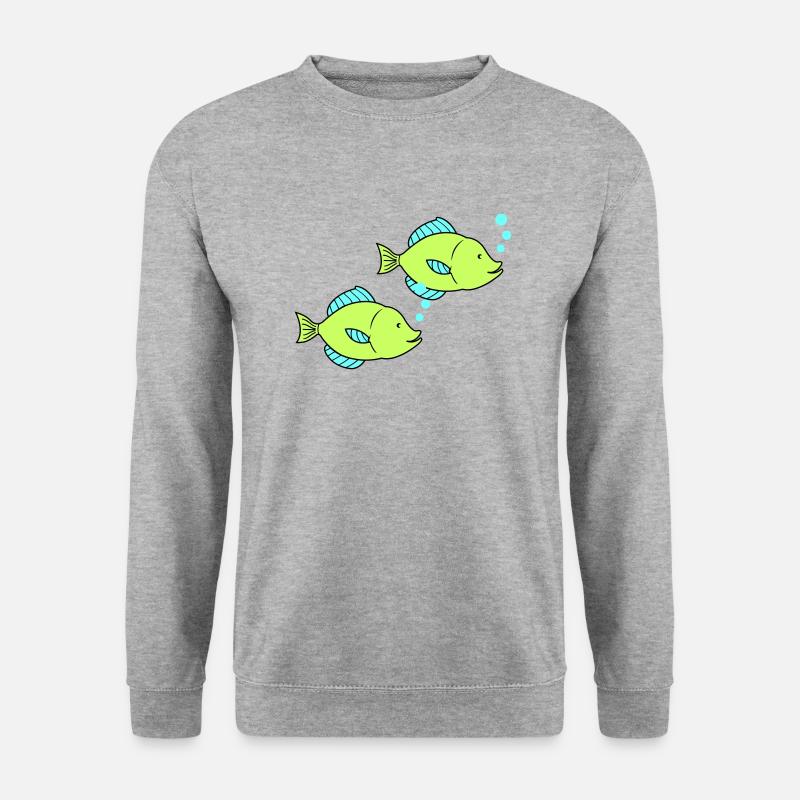 fische comic 2 - Unisex Pullover - Weißgrau meliert